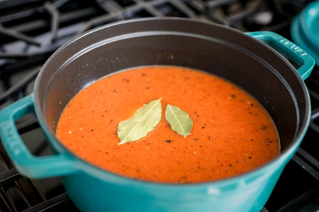 homemade dutch oven tomato soup from scratch
